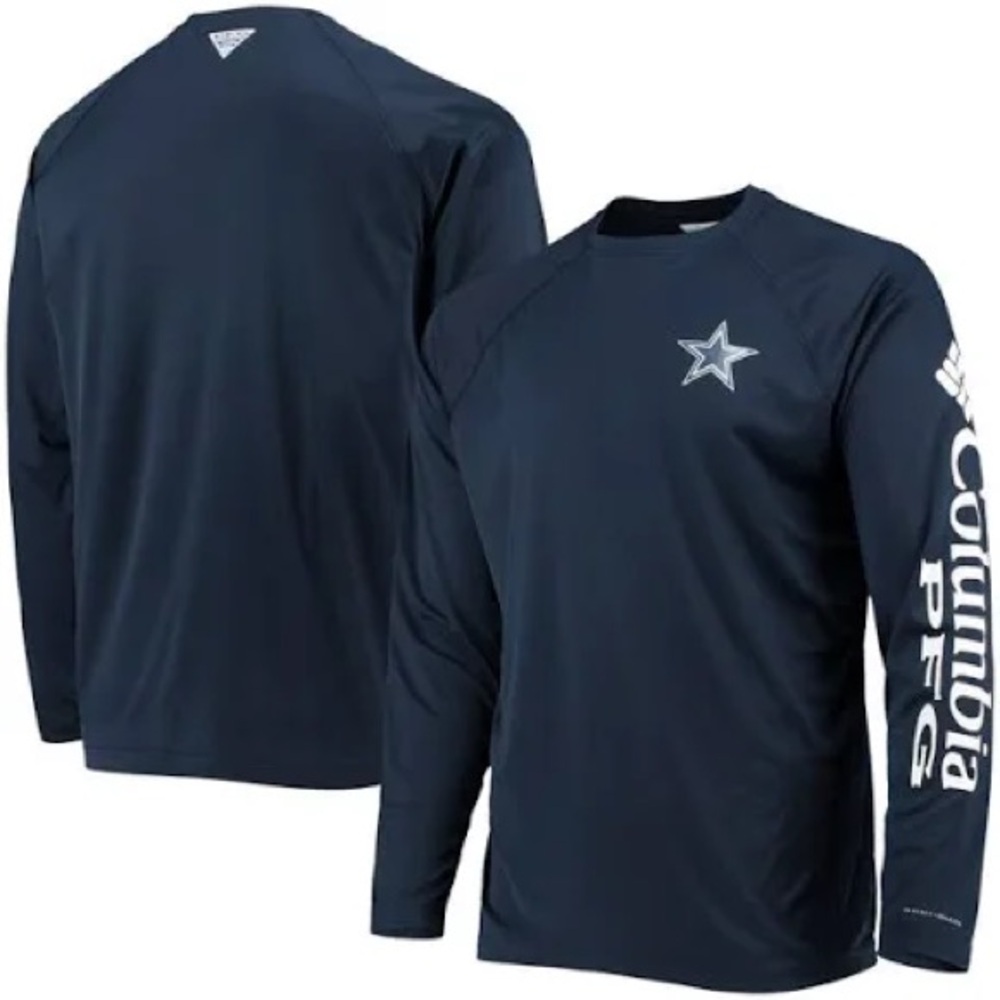 Women's Columbia Navy/White Dallas Cowboys Tidal Omni-Shade Raglan T-Shirt NWT